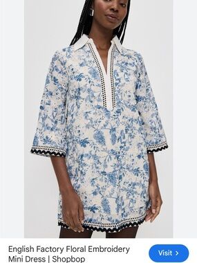 English factory floral embroidered mini dress